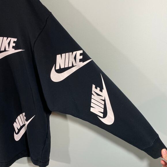 Nike Sportwear Club NSW Crew Futura Toss Black Graphics Sweatshirt Size S - Picture 6 of 9